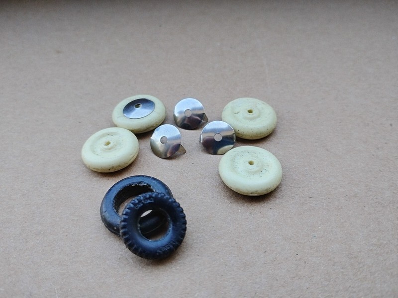 Dinky Toys White Tires w/caps Repo. Includes Matchbox Tire 1/48  & Misc. Tire