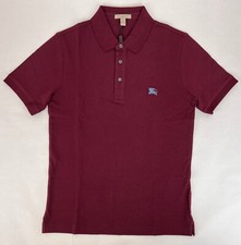 New Burberry Men's Deep Claret Cotton Embroidered Logo Polo Shirt S 4061237