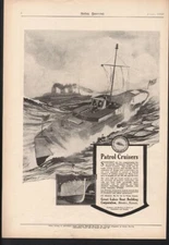 1917 GREAT LAKE CRAFT MOTOR BOAT NAUTICAL WOOD SPEED SPORT YACHT PT GUN 20869