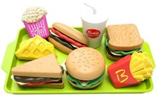 Happy Chef Child Play Build Fast Food Toy Pretend Set w/Kitchen Tray Debs 