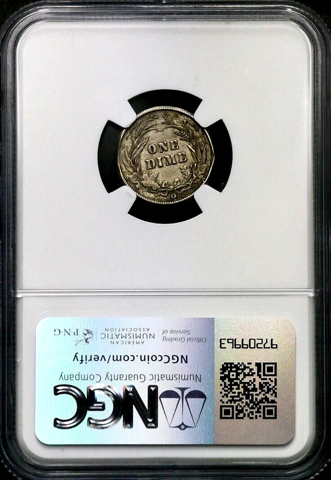 1892-O 10C Barber Dime NGC Mint Error AU 53 Curved Clipped Planchet @ 9:00 CC566 - Image 2 of 4