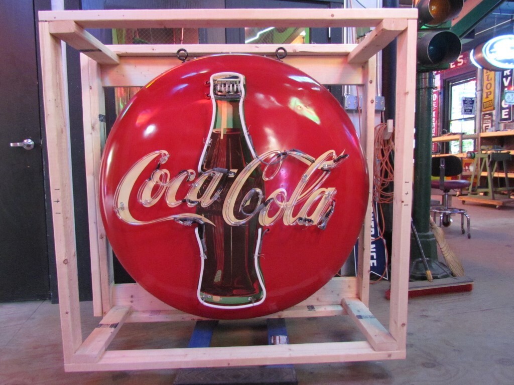 非売品　Coca-Cola ネオン看板 コカコーラ ネオンサイン 直径60cm レトロ 照明 Neonetics Coca