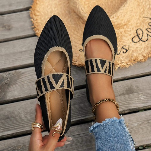 Damen Ballerinas mit Farbblock-Strickdesign – Elegante Flats mit spitzer Zehenpa - Bild 11 von 38