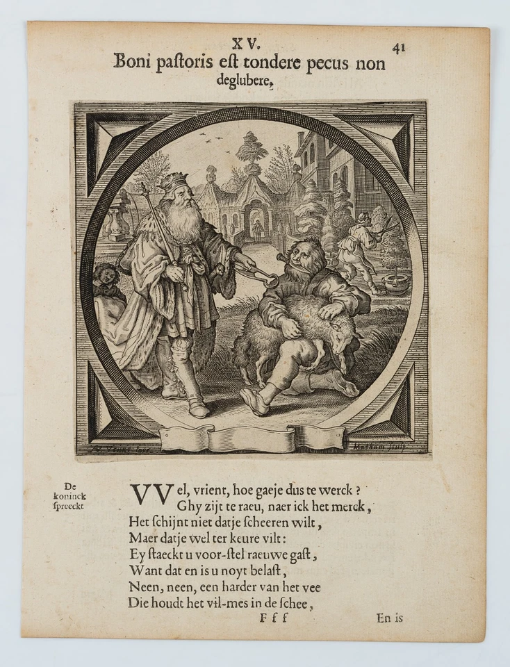 MATHAM (*1605) nach VAN DE VENNE (*1589), König und Hirte, 1632, KSt. Barock - Bild 2 von 4
