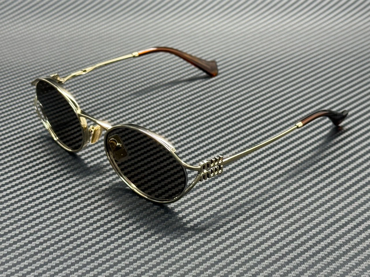 Miu Miu — MIU MIU MU 52YS ZVN80Q Pale Gold Dark Grey Women's 54 mm Sunglasses