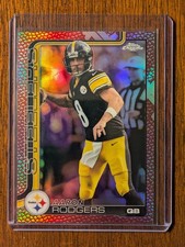 Aaron Rodgers 2025 Topps Chrome Football Leather Football Insert #255 Pittsburgh