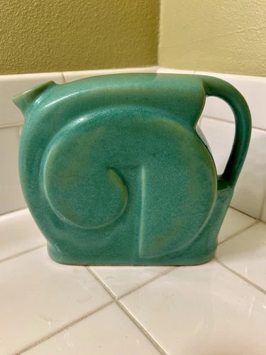 Niloak Arkansas pottery pitcher Art Deco Design In Turquoise