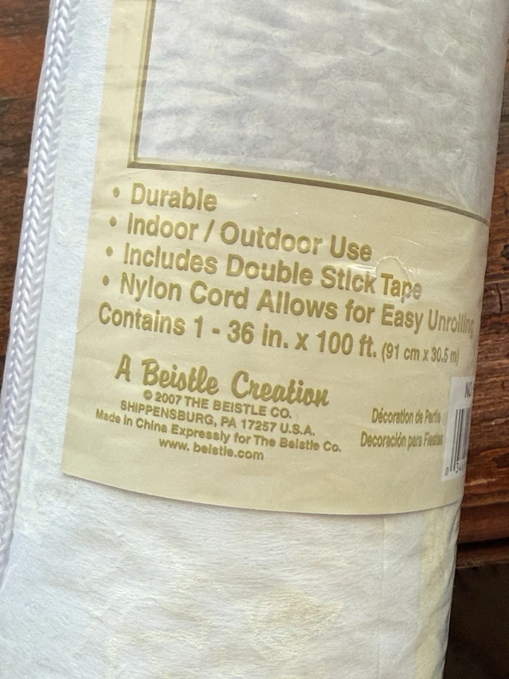 Pasillo de boda corredor Beistle 53026 Elite blanco/rosas interior/exterior 36” X 100’ Foto 3 de 4