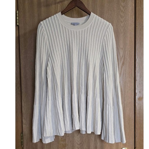 COS Bell Sleeve Neutral Wool Blend Textured Swing Sweater Quiet Luxury Medium
