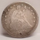 1876 Seated Liberty Quarter. Filler Fair Damaged VF Details Holed