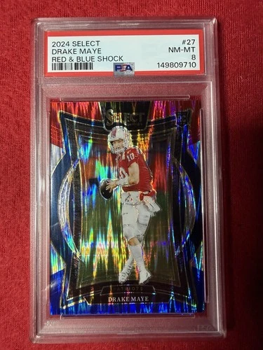 2024 PANINI SELECT DRAKE MAYE #27 RED & BLUE SHOCK PRIZM PSA 9 COLOR MATCH