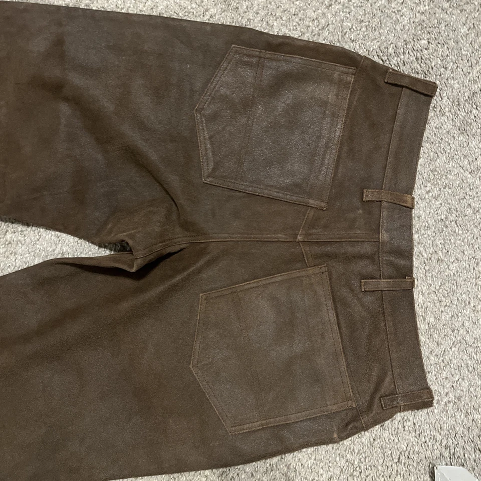 Pantalones de Cuero Tommy Hilfiger Vintage Años 90 Y2K Para Hombre 32 Marrón Moto Actual 32x32 Foto 4 de 4