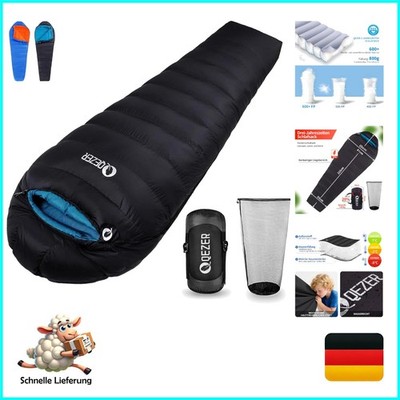 Daunenschlafsack 0°C bis -23°C Qezer Winter Outdoor Camping Schlafsack Mumie ...