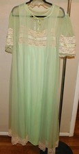 VTG TOSCA LINGERIE OF CALIFORNIA PEIGNOIR SHEER CHIFFON NIGHTGOWN & ROBE LACE M