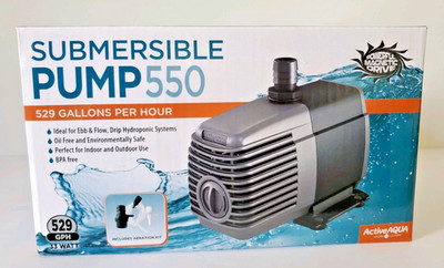 Active Aqua Submersible Pump 550 - Water 529 GPH 33 Watt Powerful Magnetic Drive