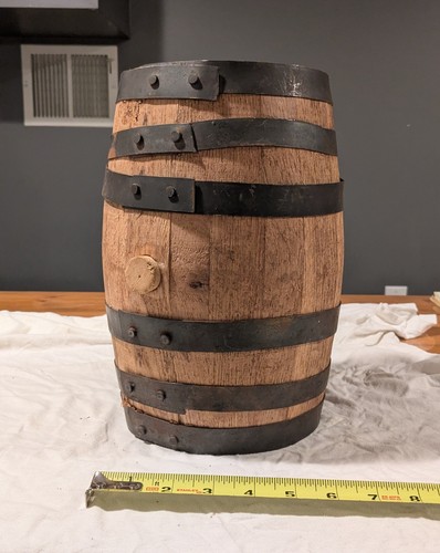 Vintage Miniature Oak Wooden Barrel 1 Gallon Whiskey Cask Keg Stamped 1 P Barwar