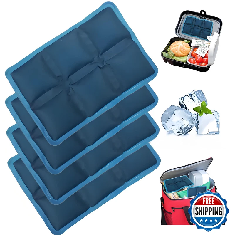Aadsioahd 4Pcs Ice Packs For Lunch Boxes Coolers - Reusablelightweight Cooler