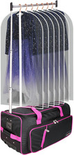 Stylish Pink Dance Bag with Garment Rack  Wheels - 23" Duffle Suitcase
