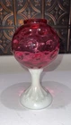 Fenton Cranberry Coin Dot Pedestal Ivy Ball/Bubble Fairy Lamp  9”