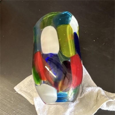 VINTAGE RARE LARGE MURANO GLASS PATCHWORK DESIGN VASE
