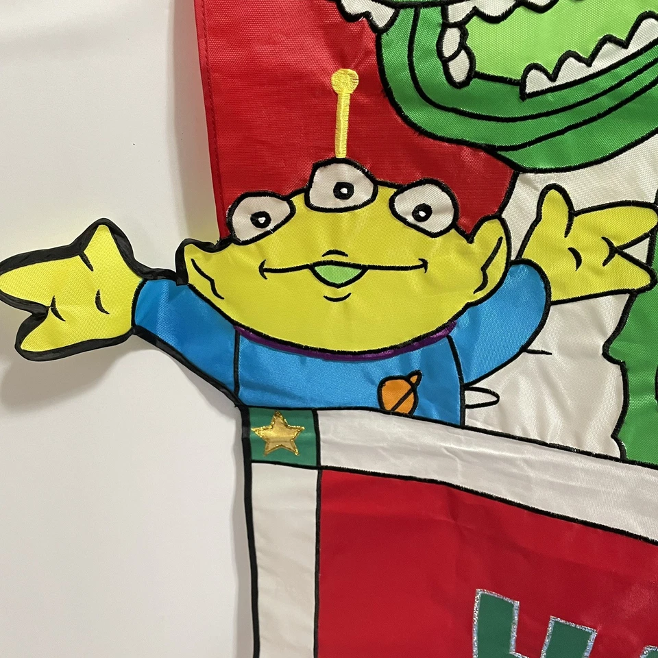 Bandera de Colección Toy Story Disney Felices Fiestas Navidad Exterior Woody Buzz Raro Foto 2 de 4