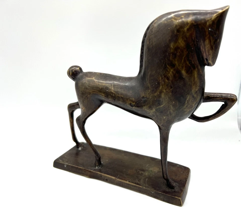 Sculpture en bronze cheval stylisé – Art moderne brutalisme – 24 cm patiné - Photo 2/4