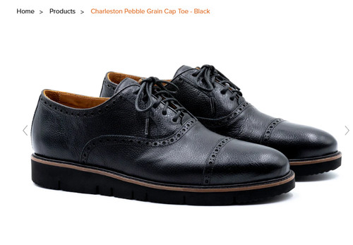 Martin Dingman Charleston Cap Toe Pebble Grain Leather - Black Mens Size 9