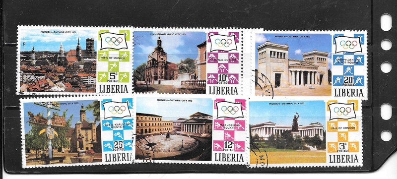LIBERIA SC#557-62 1971 OLYMPICS CTO USED XF PICTORIAL TOPICAL STAMP SET