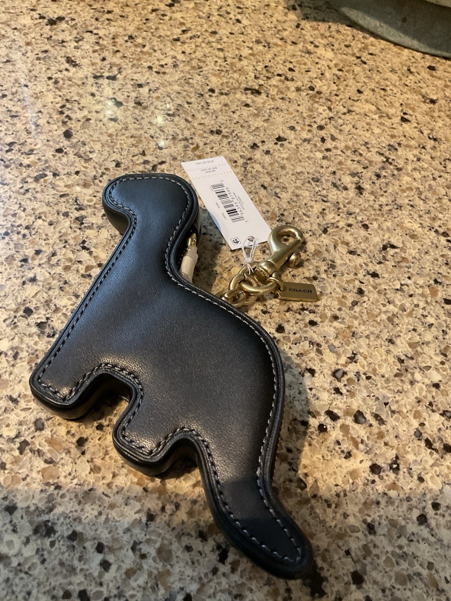 24H チャーム ディノ COACH REXY DINOSAUR BLACK LEATHER COIN PURSE CBR56 bag charm for