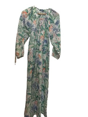 J McLaughlin & Tulips De Abreli Portugal Multicolored 100%Cotton Dress Size L