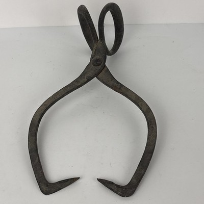 Antique Ice Block Tongs Large Heavy Metal /Cast Iron Ice Hook Primitive Vintage 