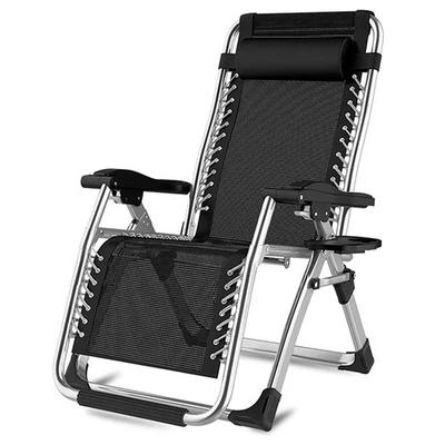 KEINE MARKE Mehrfach verstellbarer Zero-Gravity-Garten-Entspannungsstuhl, schwarz, tragbar