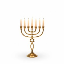 Jerusalem Menorah With Star of David - Messianic Menora Israel - made of brass