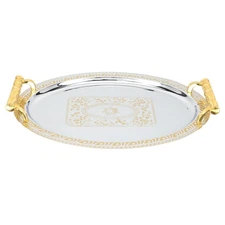 Serving Tray with Golden Handles Modern Elegant Platter Tea Tray for Coffee T...