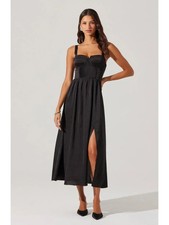 ASTR the Label Pleated Bustier Midi Dress Size Small Black Corset Romantic