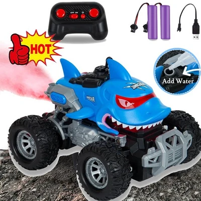Kids Mini RC Shark Truck Remote Control Car Set W/Glowing LED Lights Spray Funct - Image 1 of 4