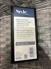 Toilet Paper Holder with Storage Shelf Holder Wall Mounted Rack, Black