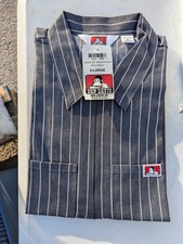 Ben Davis Short Sleeve black pinstripe 1/2 Zip Shirt Butcher, Men's XL, NWT