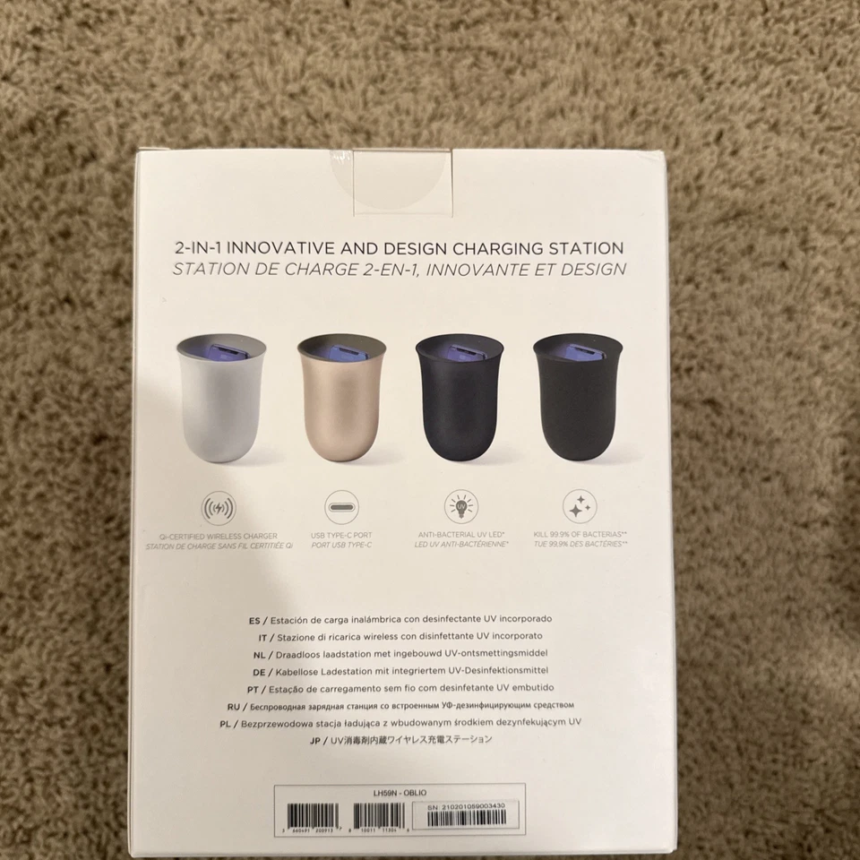 Lexon Oblio Wireless Charging Station With Built-In UV Sanitizer - Image 3 of 4