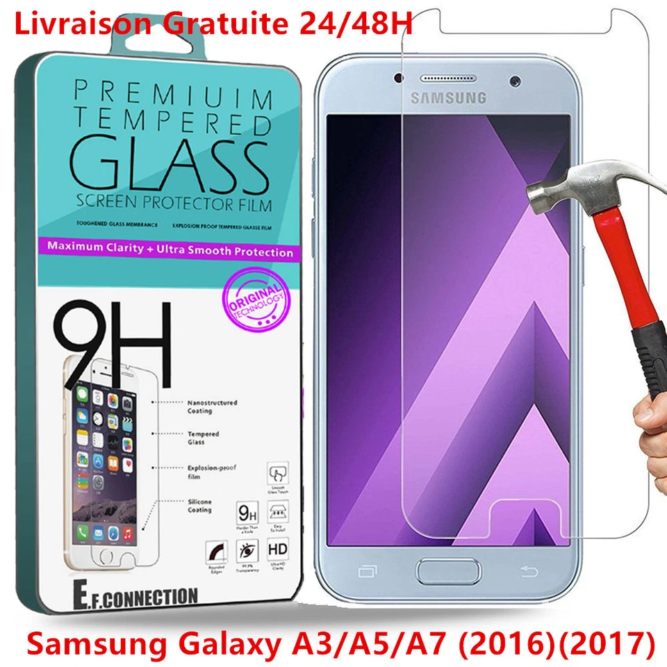 pour Samsung Galaxy A3/A5/A7 2017 film protection écran protecteur verre trempé - Photo 2/4