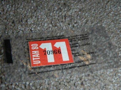 1980 UTAH 70966 MOTORCYCLE CAR TRUCK VEHICLE LICENSE PLATE REGISTRATION