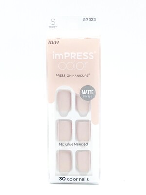 imPRESS Color Gel Press-On Nails Short, Matte Finish 'Perfect Timing' Pink 87023