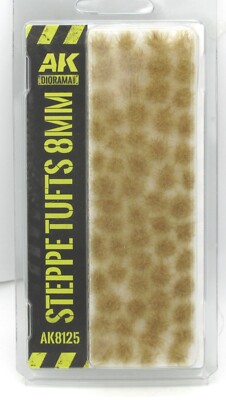AK Interactive AK8125 Steppe Tufts 8mm [2024] (Diorama Series) Dry Brown Grass
