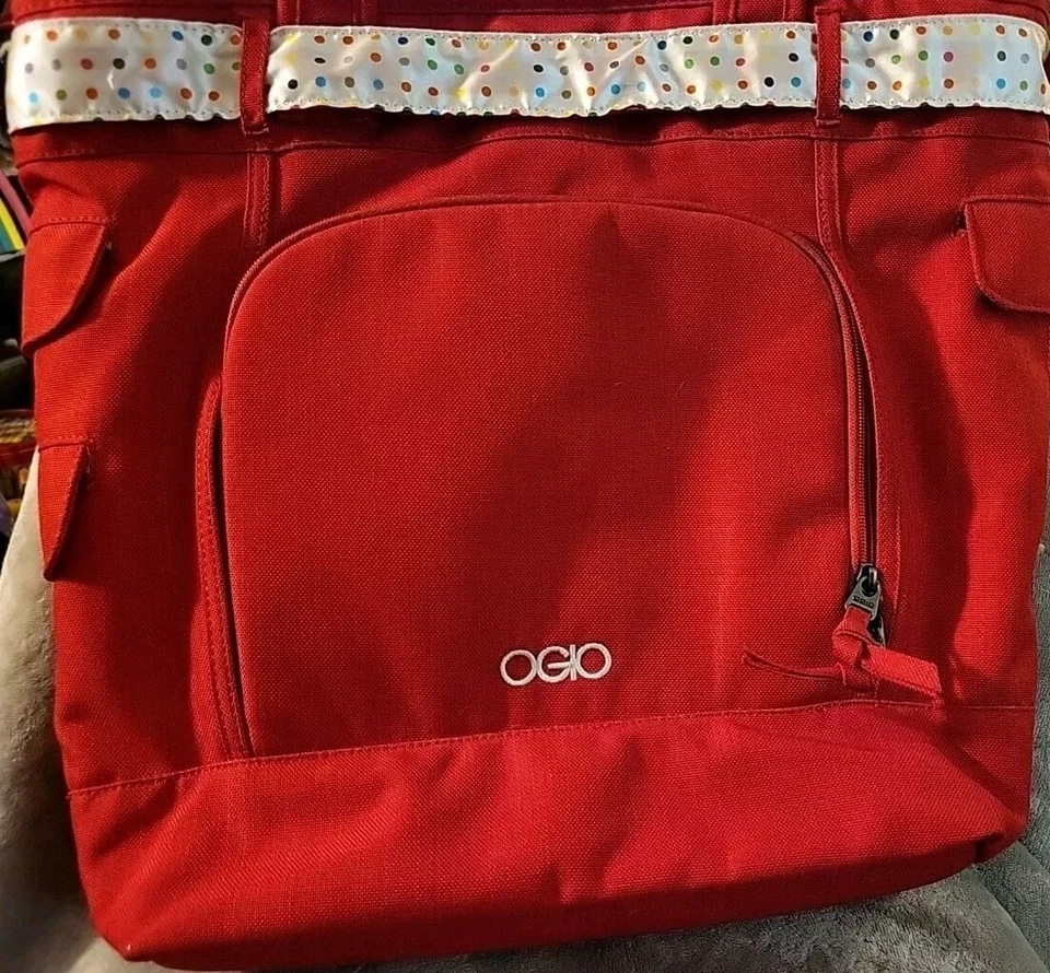 OGIO Red Laptop Messenger Shoulder Bag With Ribbon & Large Buttons. Carry Case - Изображение 4 из 4