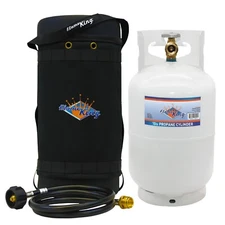 Insulated Protective Carry Case, 10LB Propane Tank and Adapter Hose for Outdoors