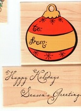 Rubber Stampede Ornament Tag 3418H & Happy Holiday 3826J