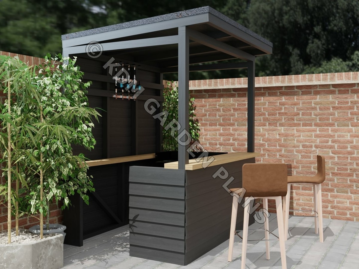 Woodwork Plans for Garden Bar BBQ Shelter Tiki (Plans Only - Main Image