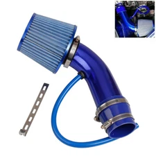 3" Cold Air Intake Pipe Universal Induction Kit Aluminum Hose With Filter Blue