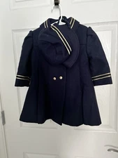 Vintage Toddler Girl Nautical Navy Peacoat Coat  Freeway Fashions with Hat 2T/3T