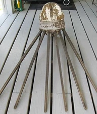 ANTIQUE SENSATIONAL LG WALL MT DRYING RACK W/SHELF WHITE CHIPPY PAINT 6 SPINDLES